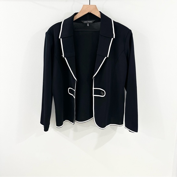 Ming Wang Black & White Piped Blazer Size Medium - Picture 1 of 5